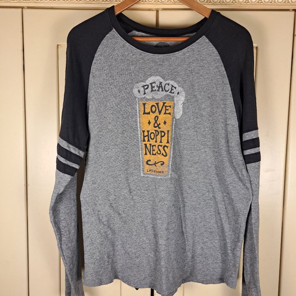 Life is Good Peace Love & Hoppiness Men's Crusher Tee Sz Med